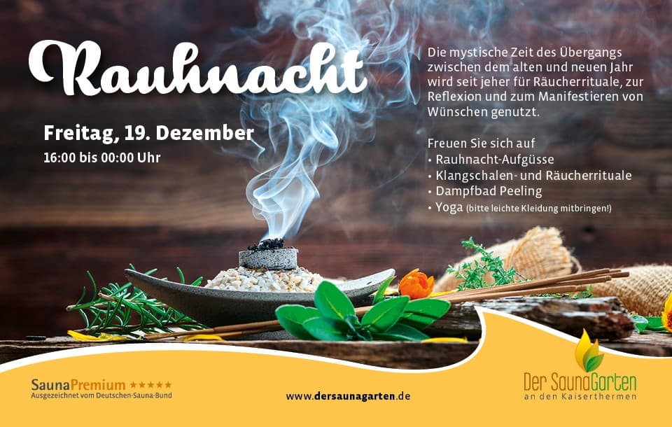 Räucherritual bei der Rauhnacht im SaunaGarten an den Kaiserthermen